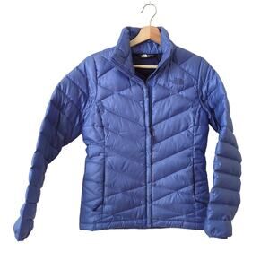 The North Face Womens Puffer Jacket Goose Down Fill Coat 550 Alpz‎ Blue Puffy XS